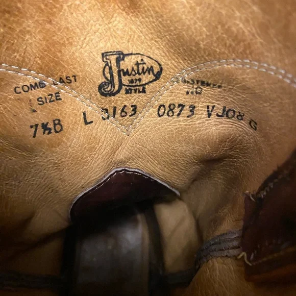 Women’s Justin Brown Marbled Leather Western Rodeo Roper Boots Size 7.5 B - Picture 9 of 9